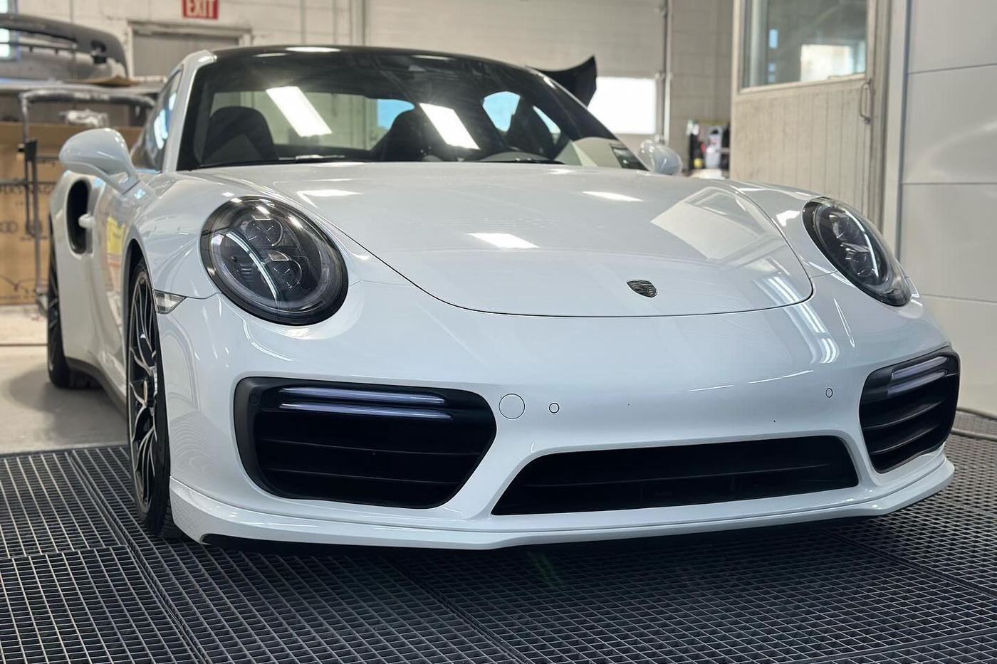 A Porsche 911 Turbo in the workshop